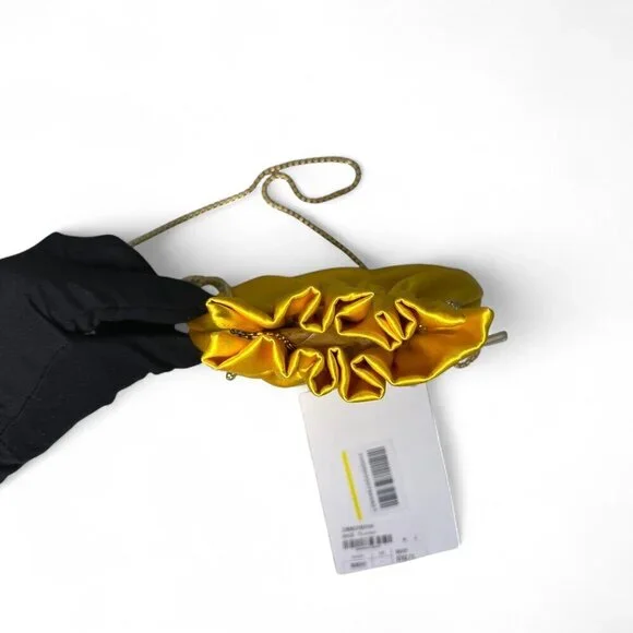 Zimmermann Women's Gathered Satin Pouch - Sunflower Yellow/Gold NWT
